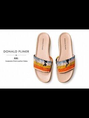 Donald Pliner FiFi Slides 6M Multicolor Snakeskin Leather Platform Sandals